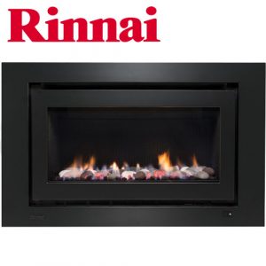 Rinnai 950 Log Fire - Black Fascia & Ceramic Stones