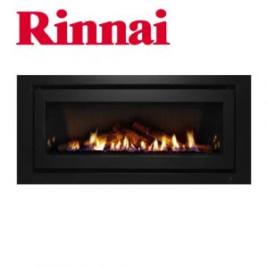 Rinnai 1250 Log Fire – Black Fascia w Logset – K1250B