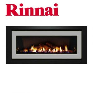 Rinnai 1250 Log Fire – S/Steel on Black Fascia w Logset – K1250S